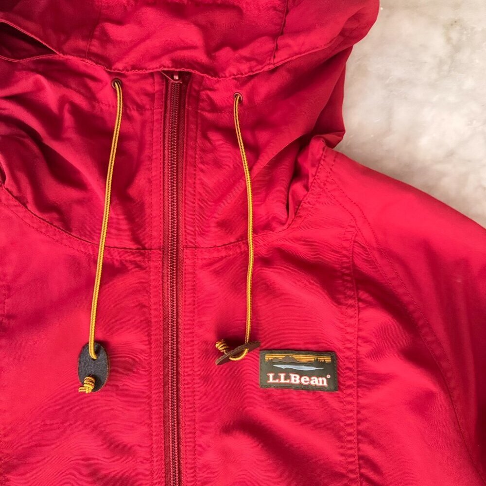 LL Bean Mountain Classic Anorak Jacket Mens S Colorblock Red Blue Hooded Hiking - Picture 4 of 8